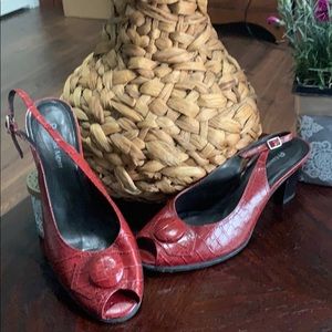 Etienne Aigner red croc embossed Carly heels